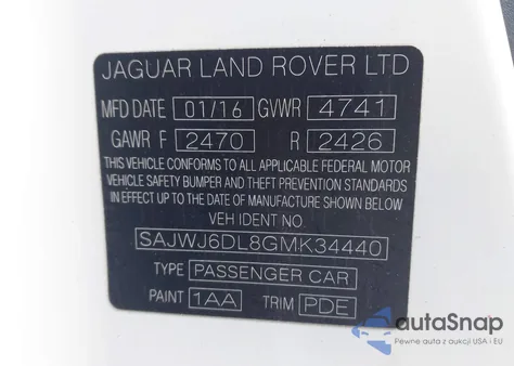 2016 Jaguar F-Type R из США, поврежденный, VIN SAJWJ6DL8GMK34440